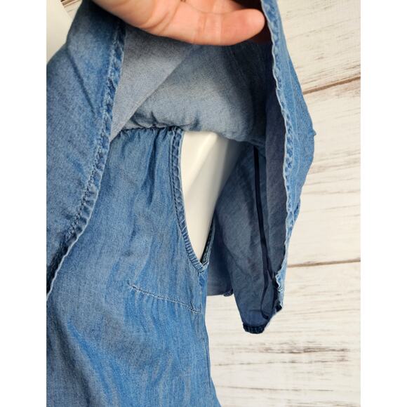 Old Navy Off the Shoulder Ruffle Chambray Dress sz Small - Picture 3 of 6